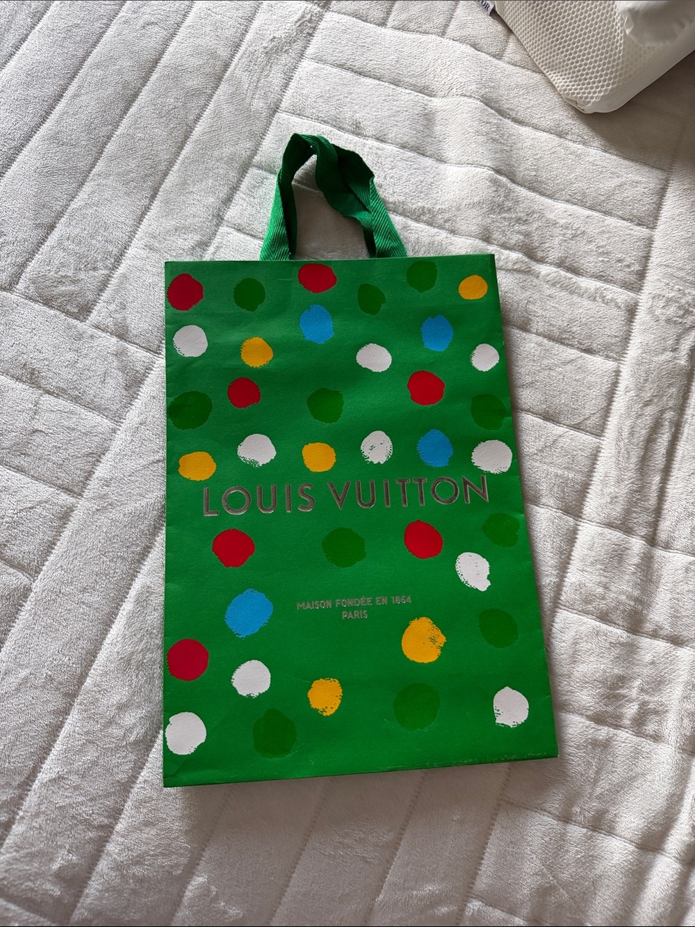 Louis Vuitton x Yayoi Kusama Shopping Gift Bag Green Polka Dot Collectible LV